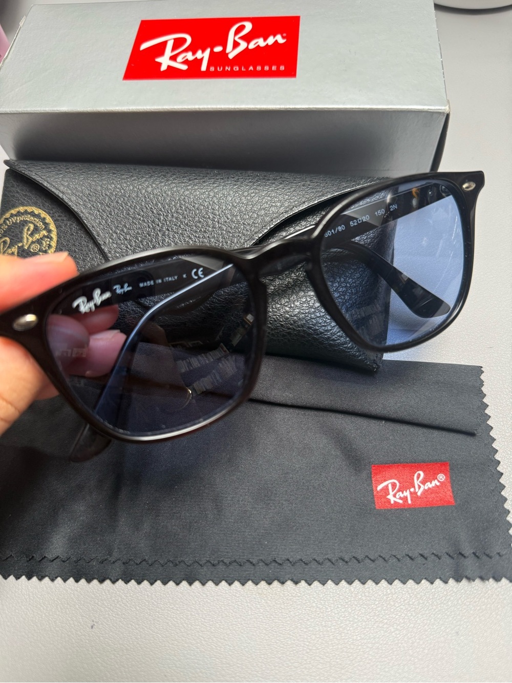 Rayban RB4258F black with blue lens sunglasses